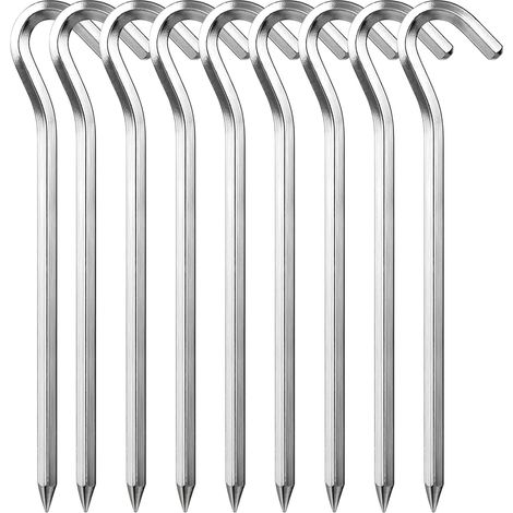 10 Pièces Piquet De Tente, 18cm Sardines De Fixation Tente, Clous De Tente en Aluminium, Ancrages au Sol Extrêmement Stables, pour Le Jardinage, Le Camping, Filet De Foot Et Les Tentes (1/5)