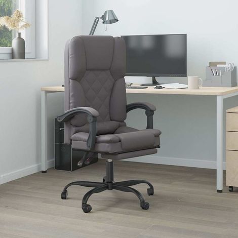 vidaXL Silla de oficina reclinable masaje cuero sintético gris (1/5)