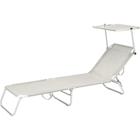 Lettino prendisole pieghevole con tetto parasole - Misura 180x55x90 cm e portata massima 120 Kg - Sdraio da giardino con struttura in metallo e tessut (1/5)