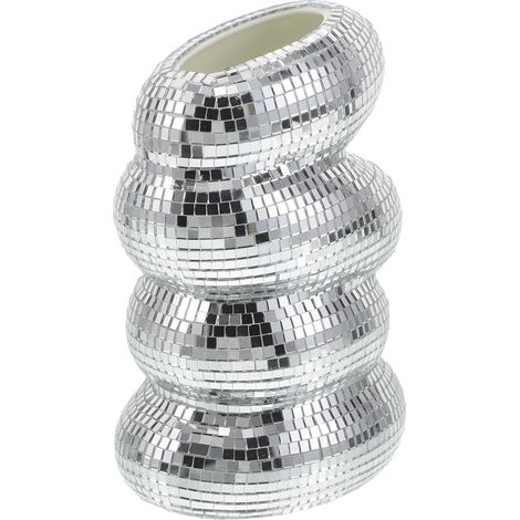 Vase en Spirale Argenté en Plastique Réfléchissant Incassable pour Table à Manger ou Bureau, Vase Disco Moderne et Élégant Finition Brillante Abstraite (1/5)