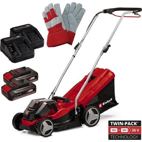 Einhell Cordless Twin 18v 36v Lawnmower 33cm Cut Brushless PXC 2x2.5 + Gloves (1/5)