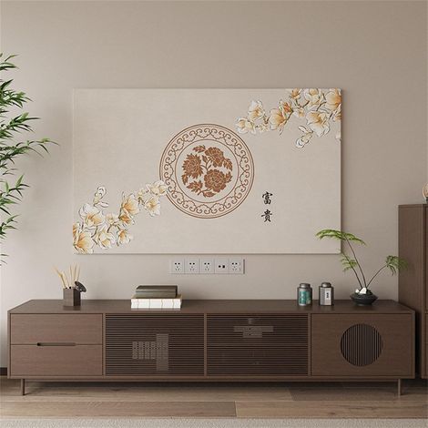 TV Cover, Chinese Style Flower Protective TV Cover, Elastic TV Screen Protector, Dustproof TV Cover (80-85 inch, Gold Flower) (1/5)