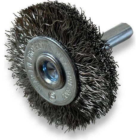Brosse circulaire métallique sur tige Ø 38 mm Fil inox souple - Quantité x 1 - Ø 38 mm - Ep. 12 mm - Inox souple