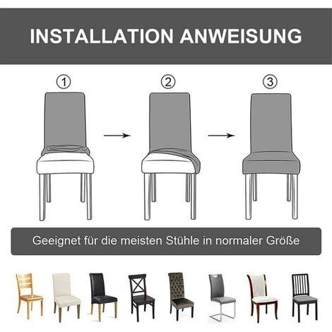 (Schwarz) 6-teiliger Stretch-Stuhlbezug, Stuhlschutz für Esszimmerstühle, waschbar