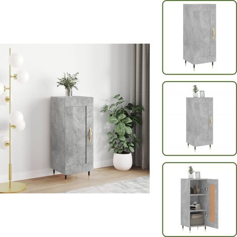 Buffet Gris béton 34,5x34x90 cm Bois d'ingénierie - Buffet Gris - Meuble Rangement - Armoire Design - Mobilier Salon - Commode