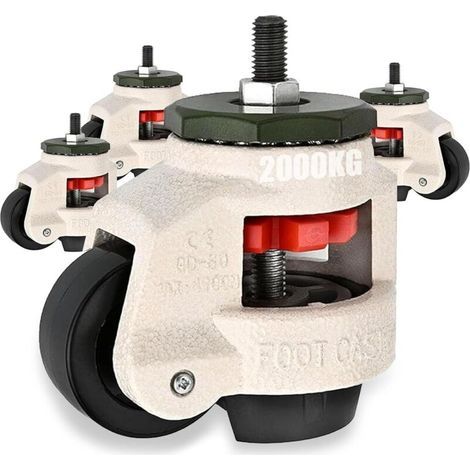 Lot de 4 Roulettes pour Meubles Charge Lourde, Capacité Totale 2000kg Roulettes Pivotantes M12 x 30mm Roulette Charge Lourde à 360 Degrés pour Établis Mobilier Robuste (2000KG) (1/5)