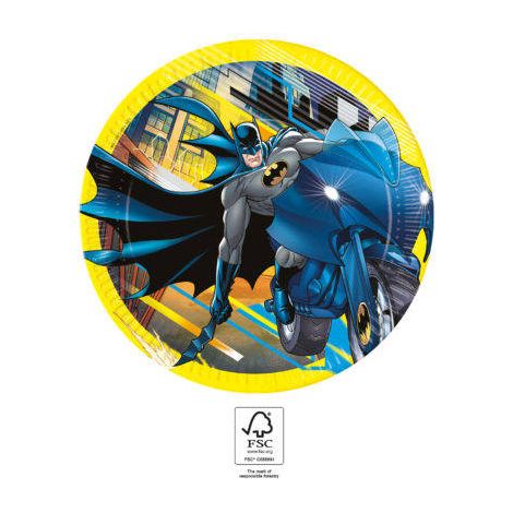 Platos de papel de cumpleaños de BATMAN, 23 cm, 8 unidades.