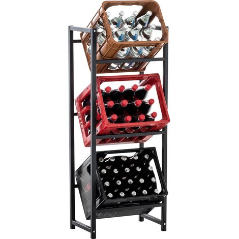 Estante para cajas de bebidas 116x47 cm para 3 cajas soporte de almacenamiento estante independiente de metal negro 100003146 (1/5)