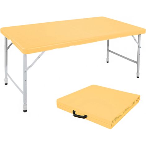Table pliante portable robuste de 125 cm avec poignée, hauteur réglable, multifonctionnelle, idéale pour le camping, les pique-niques et les fêtes en intérieur/extérieur, capacité de charge 135 kg (ja