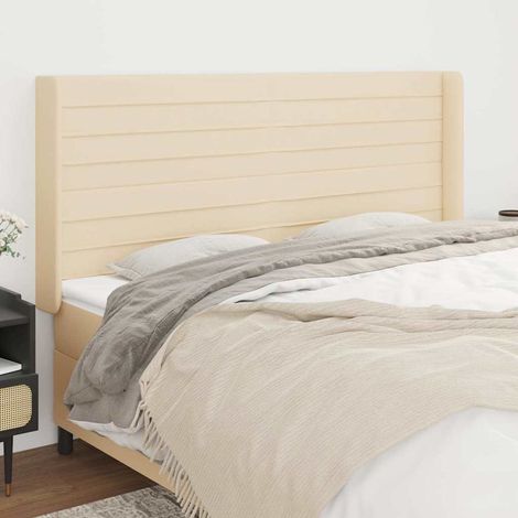 vidaXL Cabecero con orejas de tela color crema 163x16x118/128 cm (1/5)