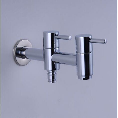 royaluxe-Robinet de lavabo de salle de bain à double poignée, robinet en laiton à double usage, robinet de machine à laver, robinet en cuivre (1/4)