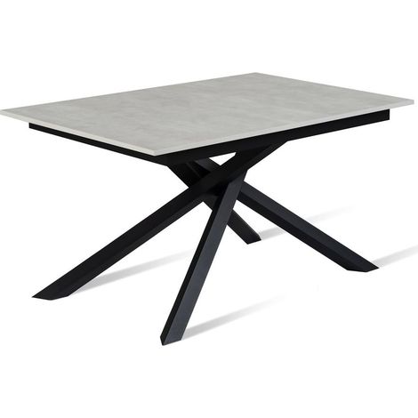 Tavolo allungabile cemento bianco-nero 90 cm x 140- 190 cm H. 76 cm (1/4)