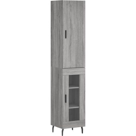 Buffet bahut commode armoire meuble de rangement organisateur cuisine salle de séjour salon haut sonoma 34,5 x 34 x 180 cm bois d'ingénierie gris