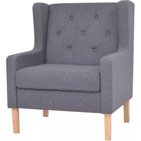 Sillón silla asiento de salón sofá club de diseño sala de estar tela gris 1102324
