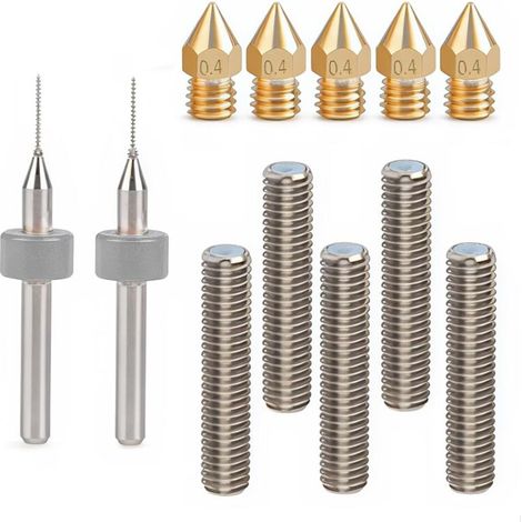 Buse d'imprimante 3D, Kit 12 buses en laiton comprenant un tube gorge en téflon 1,75 mm, une buse tête d'extrudeuse 0,4 mm, des forets nettoyage, pour imprimante 3D MK8 Makerbot Anet A8 (1/5)
