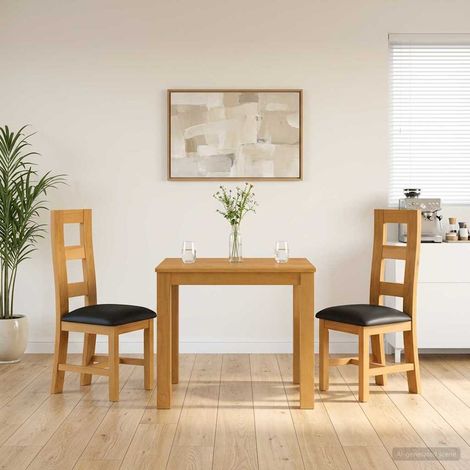 Set da pranzo 3 pz Nero Legno di Quercia Massello vidaXL (1/5)