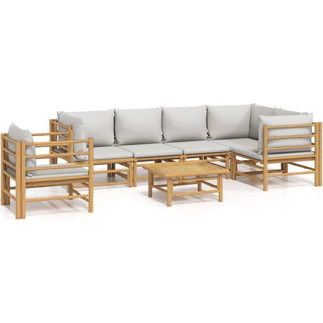 Maison Exclusive - 7-tlg. Garten-Lounge-Set mit Hellgrauen Kissen
