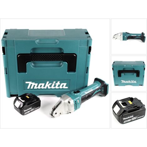 Makita DJS 161 T1J Cesoia per metallo a batteria 18V in valigetta Makpac + 1x Batteria 5,0 Ah + 1x Caricabatterie Makita DC 18 RC