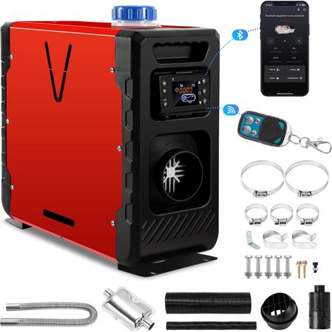 TolleTour Calefactor diésel de aire – 8 kW – 12/24 V – Bluetooth, LCD y mando a distancia – 1 salida de aire – vertical – depósito 5 L (1/5)