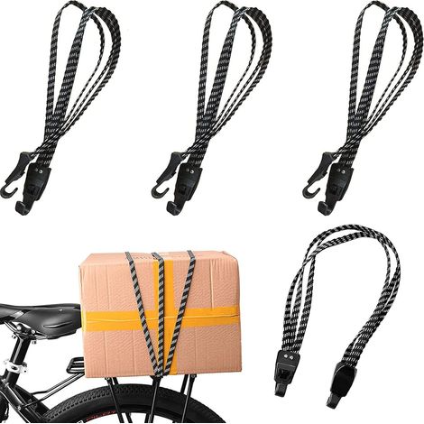 Set mit 4 elastischen Gepäckgurten mit Haken, 3-in-1 Gepäckstütze, elastischer Spanngurt für Fahrradgepäck