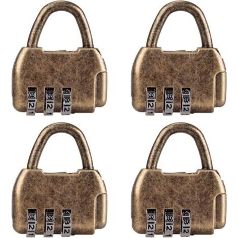 Lot de 4 mini cadenas à combinaison rétro pour journal intime, bagages, cadenas à code vintage (1/4)