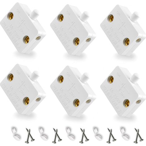 Automatique Pour Interrupteur D'Éclairage Porte Placard Contact Momentané Interrupteurs 6Pièce Cupboard Doors Commutateur D'Armoire Blanc