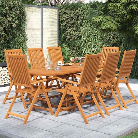 Ensemble à manger de jardin 9 pcs-Salon de jardin Bois d'acacia massif 160-240 cm 365932 (1/5)