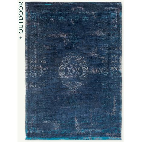 Medaillon-Design – Fading World Medaillon-Teppich – hergestellt in Belgien – mechanisches Jacquard-Flachgewebe – handgefertigt – natürlich rutschfest – 100 % Baumwolle – Blaue Nacht – 80 x 150 cm