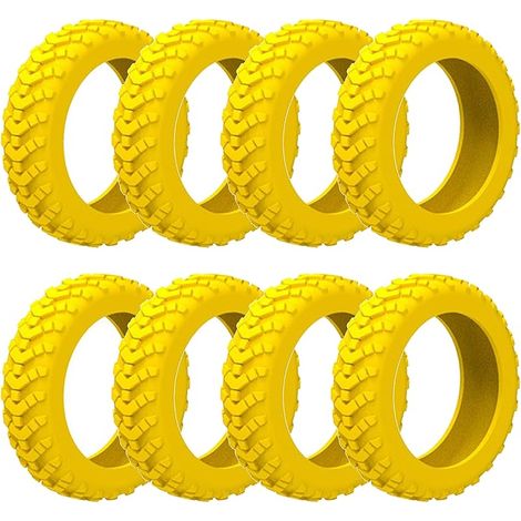 Lot de 8 housses de protection de roue en silicone pour bagages - Antidérapantes et imperméables - Pour chaises de bureau et la plupart des roues pivotantes à 8 roues (noir), jaune, Jaune