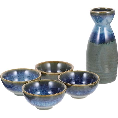 Service À Saké Japonais Pot À Saké En Céramique Avec 4 Tasses Pour Dégustation Chaud Et Froid Maison Restaurant Salon De Thé (1/5)