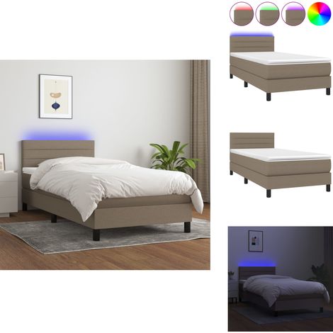 Boxspringbett mit Matratze & LED Taupe 100x200 cm Stoff - Boxspringbett - Doppelbett - Schlafsofa - Lattenrost - Bettrahmen (1/5)