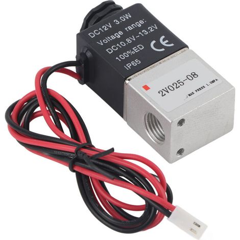 2/2 Normally Closed Solenoid Valve Aluminum Alloy G1/4 12V DC for Tools (1/5)