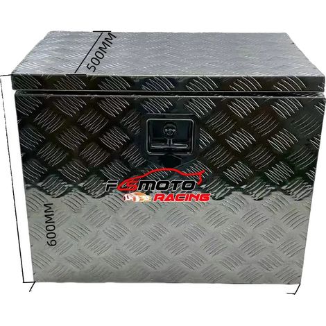 Caja de herramientas para ATV, aleación de aluminio, 75 cm x 50 cm x 60 cm, volumen de almacenamiento: 30" x 20" x 24", montaje frontal, compatible con varios ATV y camiones. (1/5)