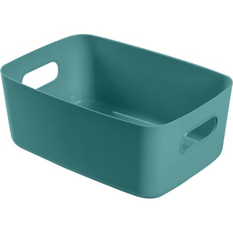 Panier de Rangement de Bureau en PP, Boîte de Stockage Cosmétique Grand Format avec Poignée, Organisateur d'Articles Divers pour Maison, Vert (1/2)