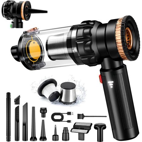 Aspirateur Voiture Puissant, Aspirateur à Main Rechargeable 28000Pa avec 3 Vitesses, Aspirateur sans Fil 4 en 1, Moteur sans Balai, Vidage Automatique 1 Touche pour Voiture, Camping-Car (1/5)