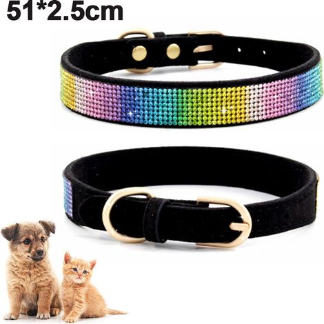 1 Collier chien, Nylon pailleté, Boucle rapide, Anneau en D, Chien taille moyenne (1/5)