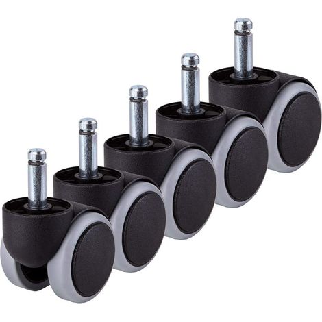 Rollen – 10 mm Schaft – Polyurethan-Gummi – 360° drehbar – Für Hartböden – Büro – 5er-Set (1/5)