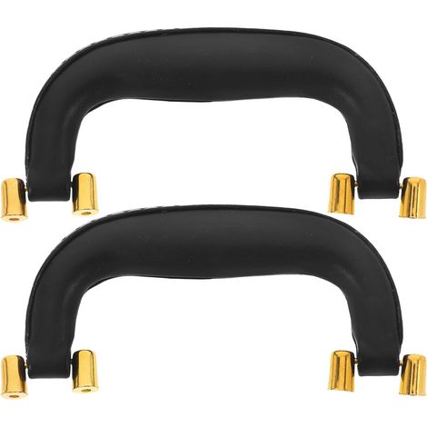 Poignées De Transport Valise Et Boîte à Outils En Cuir Pu, Remplacement Ergonomique, Lot De 2, Noir Et Doré, Accessoires Bagages Polyvalents Pour Usage Quotidien (1/5)