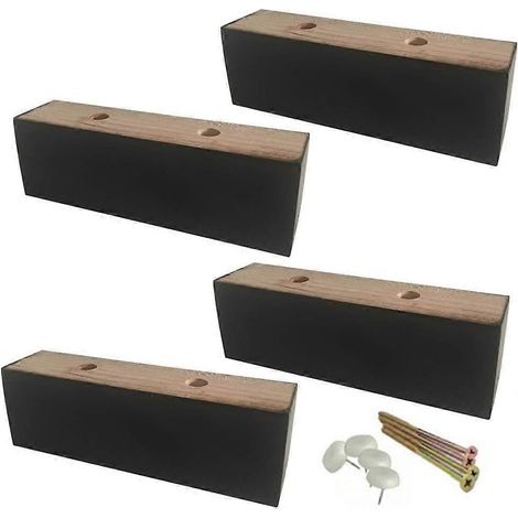 Pieds de meubles en bois massif, accessoires pour pieds de canapé en bois de 5 cm, pieds de support pour armoires, pieds de table basse (rouges et noirs). (1/5)