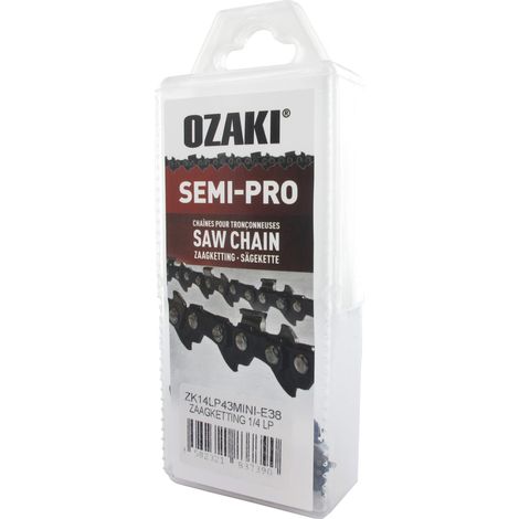 Catena di motosega Ozaki semi quadrata 1/4 .043 (1,1mm) Mini 38 denti. Adatta alle motoseghe a batteria con guida