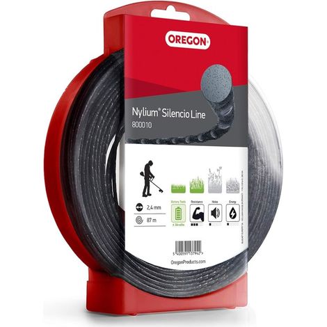Oregon Nylium Silencio Filo da Taglio Rotondo per Decespugliatore, Tosaerba e Tagliabordi in Nylon Robusto e Flessibile, Adatto alla maggior parte delle marche, 2,4 mm x 87 m