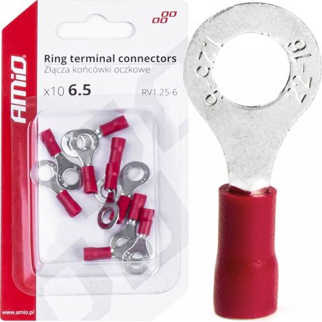 Conectores, terminales, ojales, 6,5 mm, 10 unidades, amio-03078 (1/4)