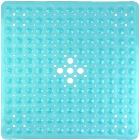 Non-slip Square PVC Shower Mat 53 x 53cm, Bath Mat with Suction Cups for Kitchen and Bathroom - Green (1/5)