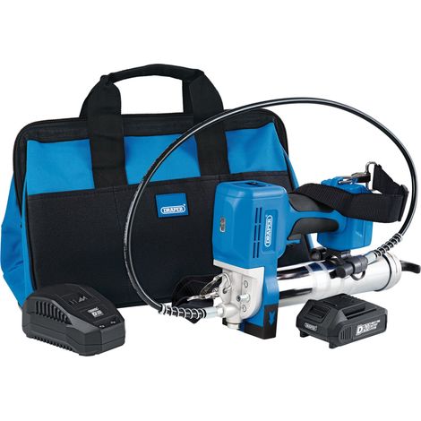 Draper D20 20V Grease Gun Kit with 2.0Ah Battery and Charger – 3-Piece Set