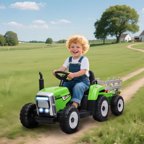 Voiture électrique pour enfants,tracteur pour enfants,télécommande parentale incluse,vitesse maximale de 6 km/h,vert + noir