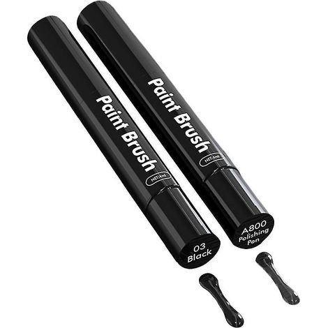 Kit de retouche peinture pour rayures de voiture - Stylo applicateur pinceau - 2 pièces - Noir (1/5)