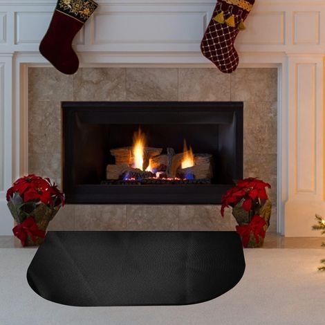 Tapis Anti Feu Devant Cheminee(100x50cm), Tapis Ignifuge Devant De Cheminee, Tapis de Cheminée DemiRond, Tapis De Protection Anti Feu pour Cheminée (1/5)