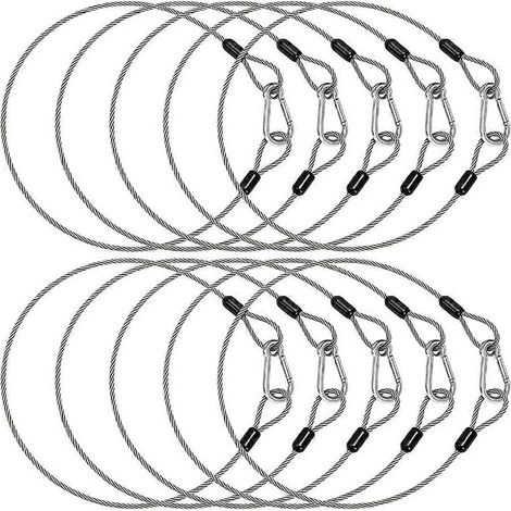 Lot de 10 câbles de sécurité de 60 cm pour éclairage de scène, DJ et soirées, avec mousqueton et boucles. (1/5)