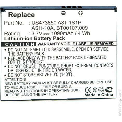 NX - Batterie téléphone, smartphone, GSM pour beTouch E400 3.7V 1090mAh - ASH-10AASH10ABT00107.008BT