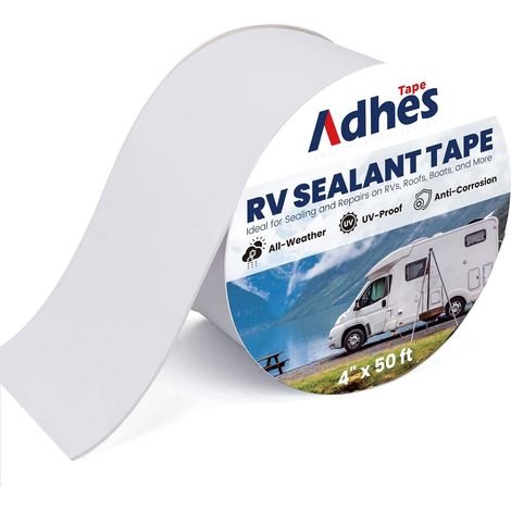 Adhes Ruban éTanche Blanc En Butyle Pour RV 100 MM X 15 M Ruban Pour Caravane, Bande Etancheite Autocollante Bitumeuse, Camping-Car, Toiture (1/5)